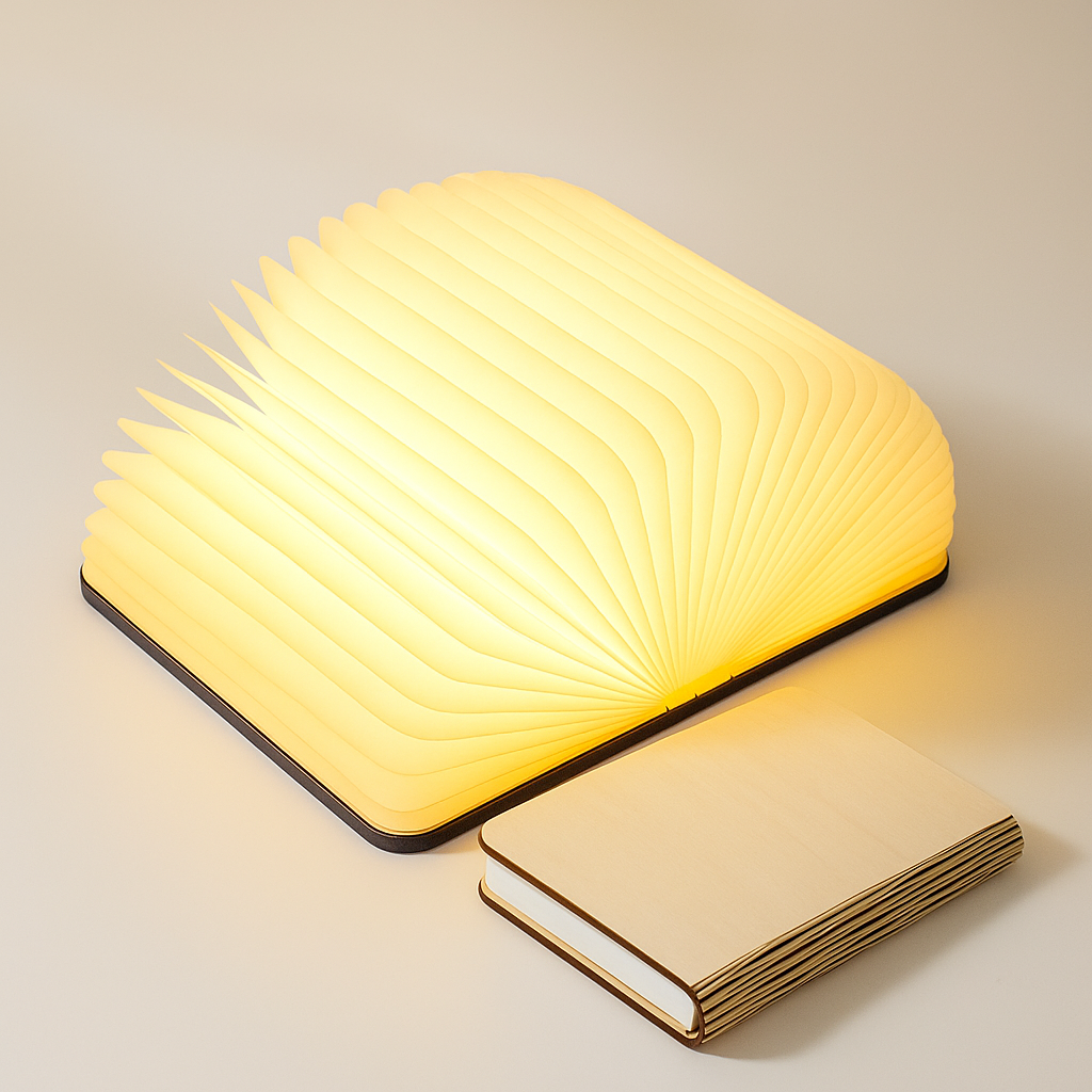 Lámpara Libro Plegable de Madera – Decorativa, Portátil y Regalo Original