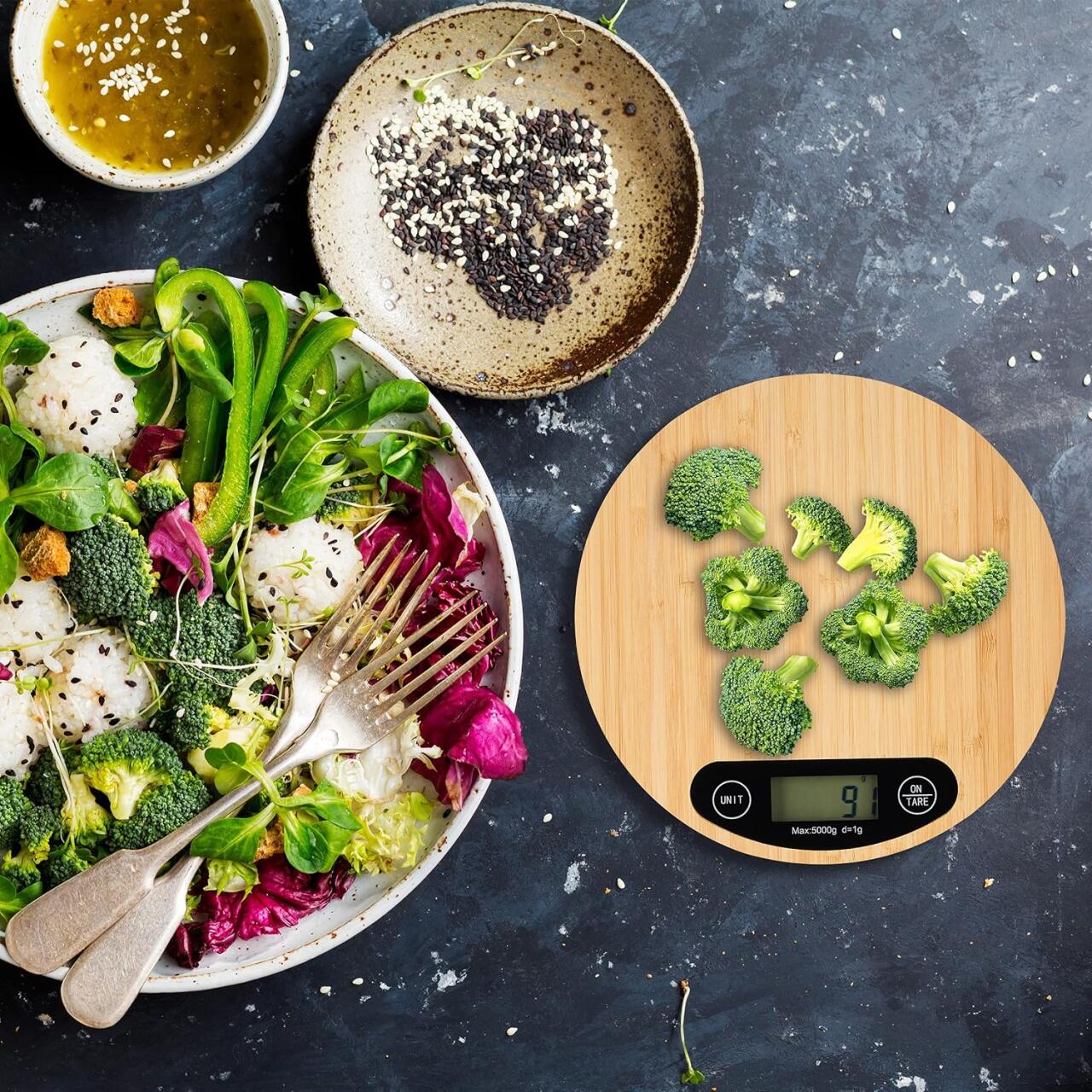 Balanza de Cocina Digital de Bambú – Precisión, Estilo Natural y Ecológica