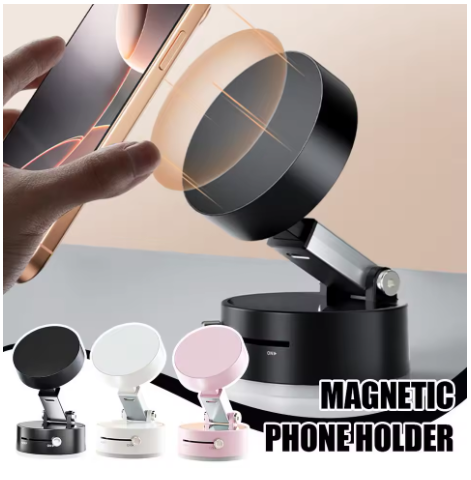 Soporte Magnético al Vacío 360° – Ventosa Plegable para Teléfono Móvil en el Coche o Escritorio