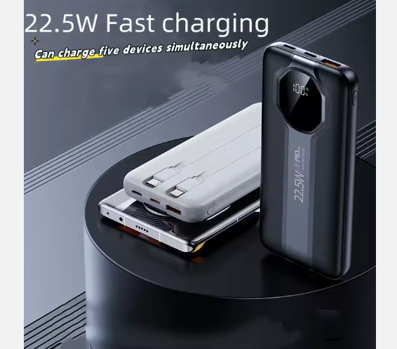 Power Bank 10000 mAh PD 22,5W – Batería Portátil con Cables Integrados y Carga Rápida