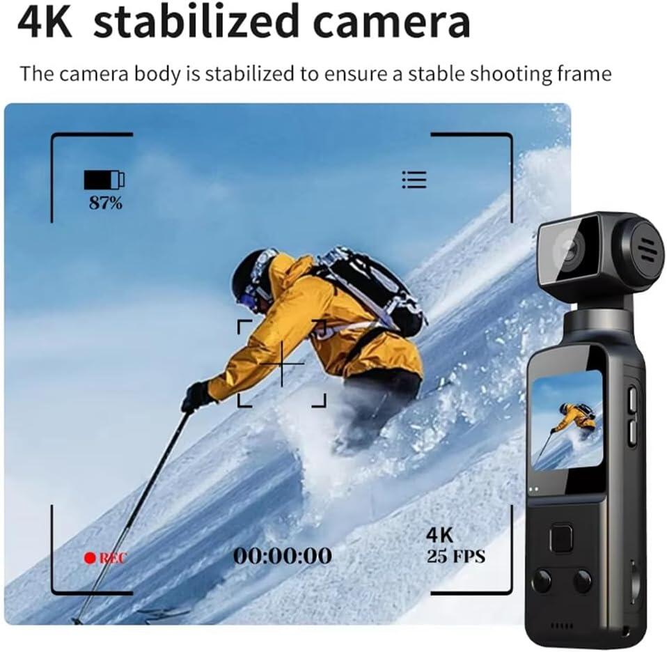 Cámara Digital de Bolsillo 4K – Rotación 270°, WiFi, Estabilizador y Grabación Portátil