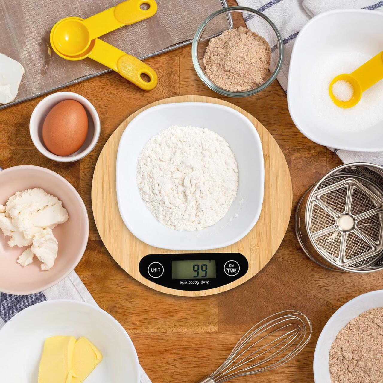Balanza de Cocina Digital de Bambú – Precisión, Estilo Natural y Ecológica