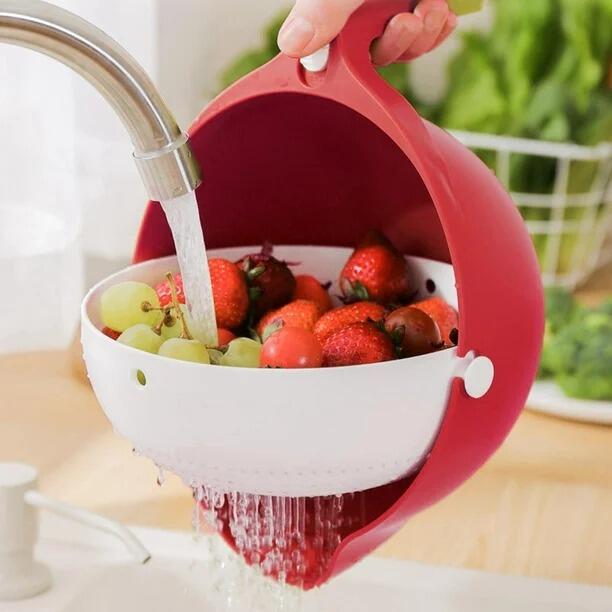 Colador Giratorio de Doble Capa – Escurridor Práctico para Cocina