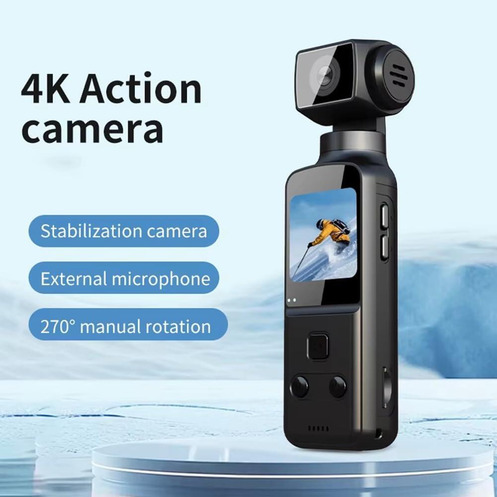 Cámara Digital de Bolsillo 4K – Rotación 270°, WiFi, Estabilizador y Grabación Portátil
